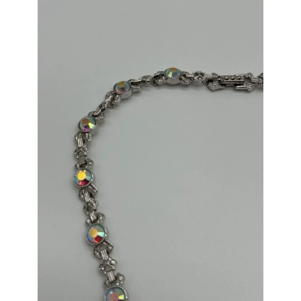 Nolan Miller Glamour Collection Roxanne AB‎ Rhinestone Silver Tone Necklace